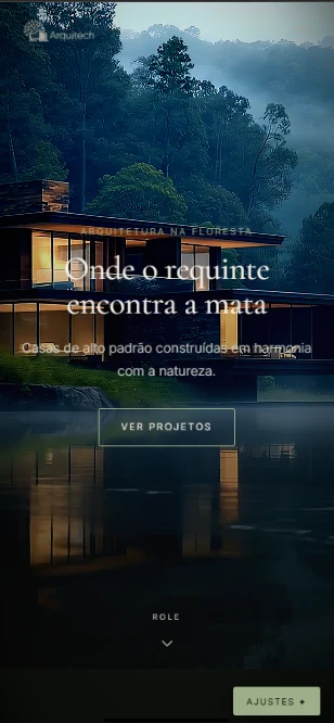 Site institucional criado para a Arquitech, arquitetura residencial de alto padrão, pela Zellax Designer