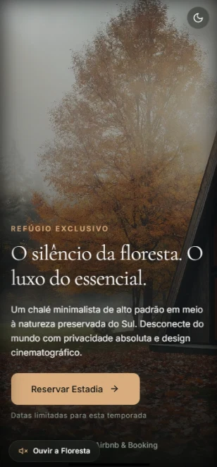Landing page de reservas criada para a Casa Sul Refúgio, chalé de alto padrão, pela Zellax Designer