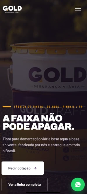 Redesign do site da Gold Segurança Viária, fábrica de tinta para demarcação viária, pela Zellax Designer