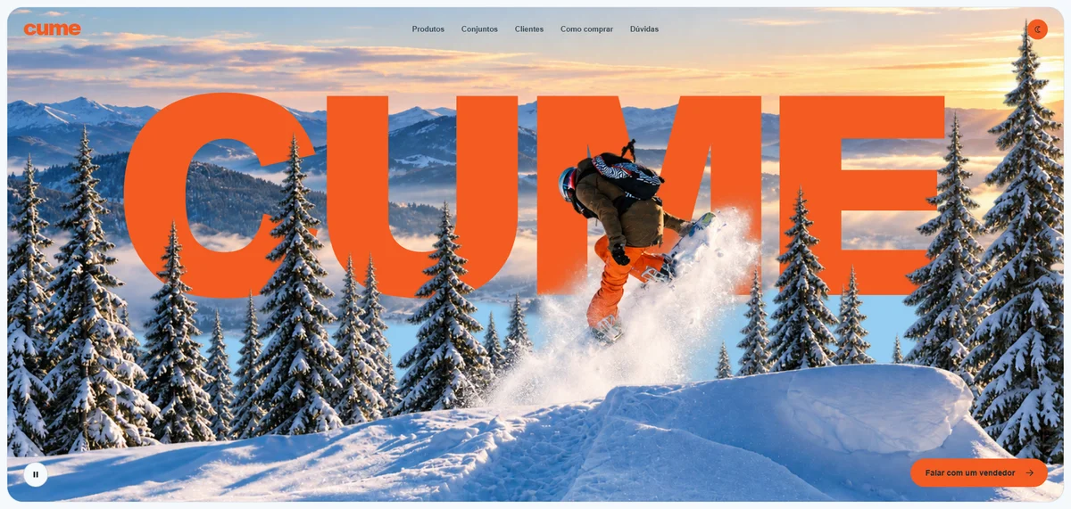 Tela inicial do site CUME — Snowboard
