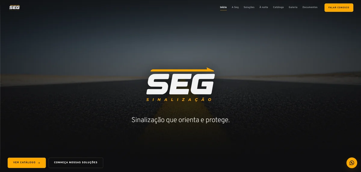 Tela inicial do site Seg Sinalização